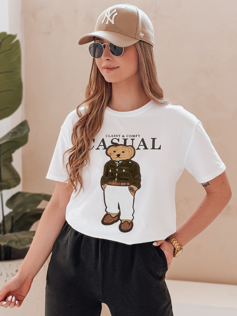 T-shirt damski z misiem MISSTARTA biały Dstreet RY2880