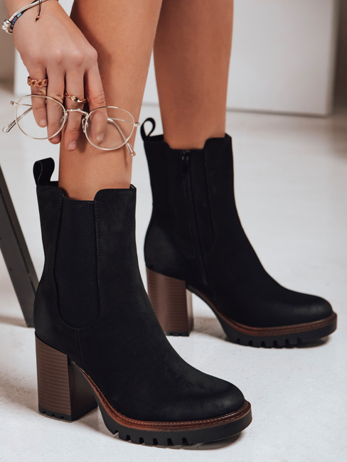 Botki damskie zamszowe czarny Dstreet ZY1319