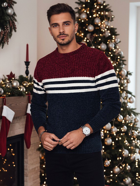 Sweter męski w paski granatowy Dstreet WX2229z