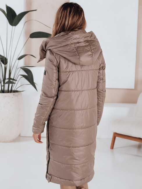 Kurtka damska przejściowa ORVITA pikowana z kapturem ciemnobeżowa Dstreet TY5027