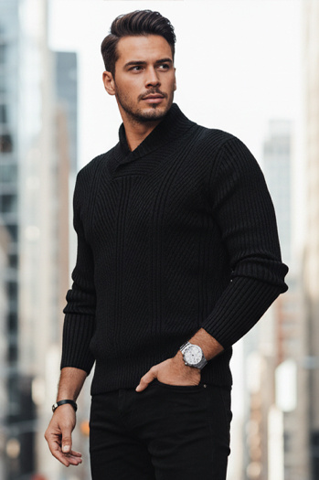 Sweter męski czarny Dstreet WX2256z