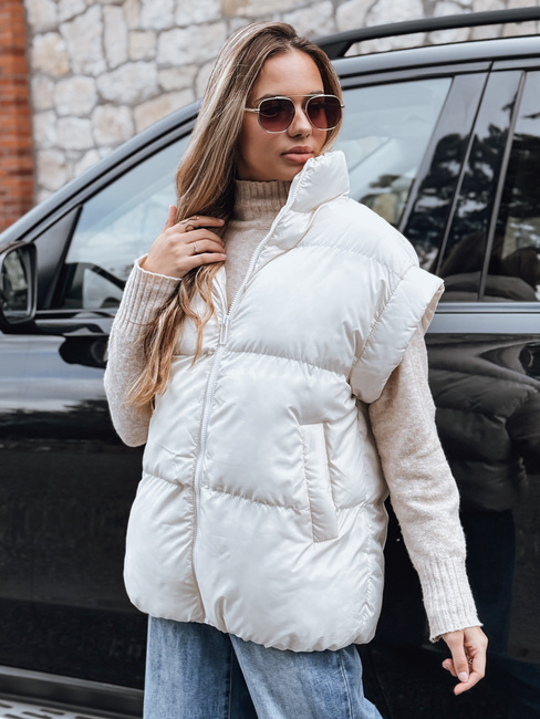 Kamizelka damska pikowana NIMIA ecru Dstreet TY3250