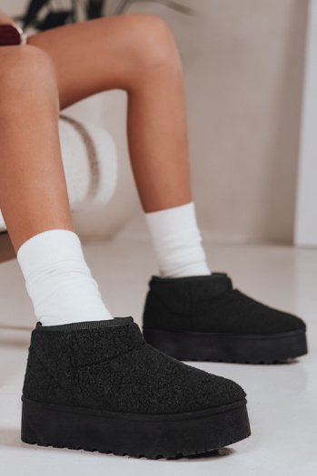 Śniegowce damskie materiałowe z futerkiem czarne Dstreet ZY1296