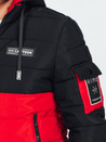 Kurtka męska zimowa z kapturem czarno-czerwona Dstreet TX5052
