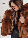Kurtka skórzana damska z futerkiem brązowa Dstreet TY5129