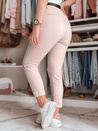 Spodnie damskie slim fit z paskiem TAIRONIK różowe Dstreet UY2548