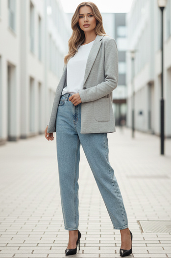 Marynarka damska CLASSVENT jasnoszara Dstreet PY0108