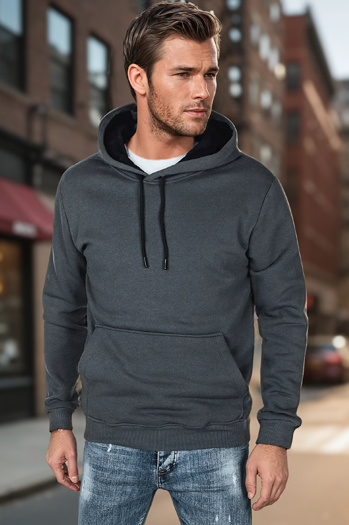 Bluza męska basic z kapturem ciemnoszara Dstreet BX5863