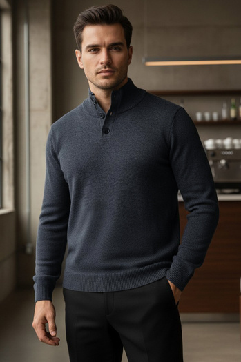 Sweter męski ze stójką granatowy Dstreet WX2357