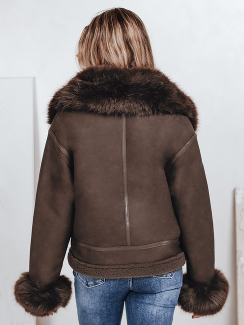Kurtka damska skórzana z futerkiem brązowa Dstreet TY5243