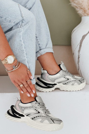 Sportowe sneakersy damskie srebrne Dstreet ZY1007
