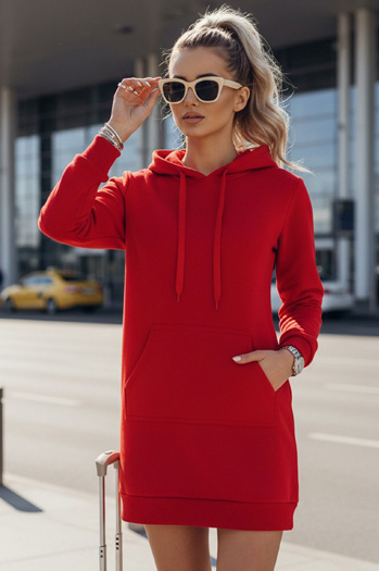 Bluza damska długa z kapturem oversize TIMMY czerwona Dstreet EY1935