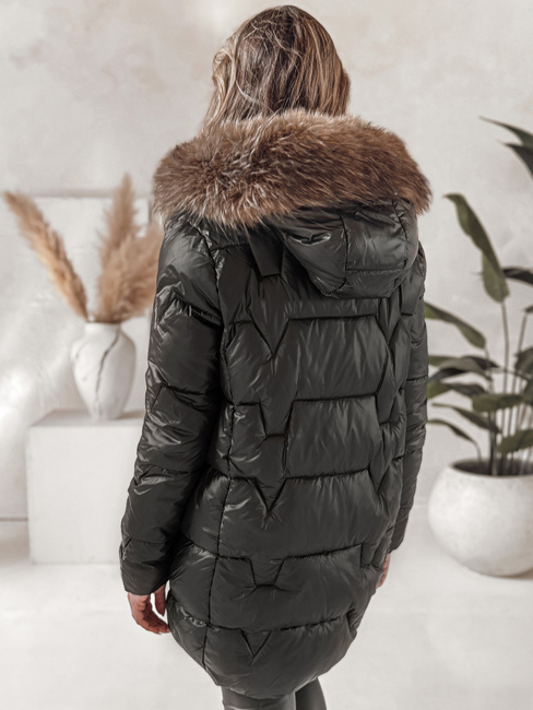 Kurtka damska zimowa NORINA pikowana z futerkiem czarna Dstreet TY5054