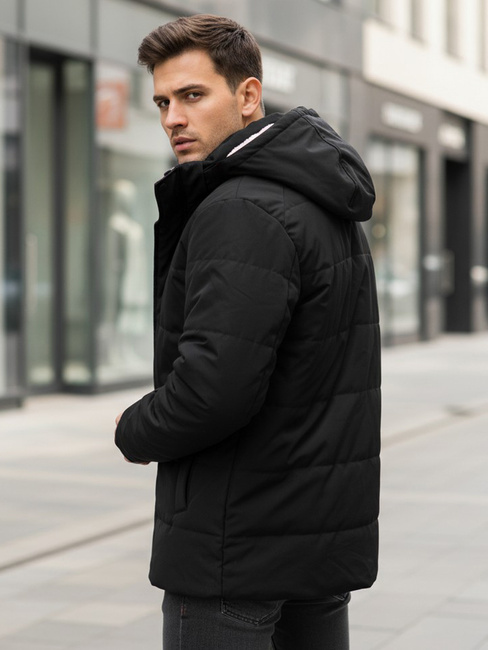 Kurtka męska zimowa z kapturem czarna Dstreet TX4992