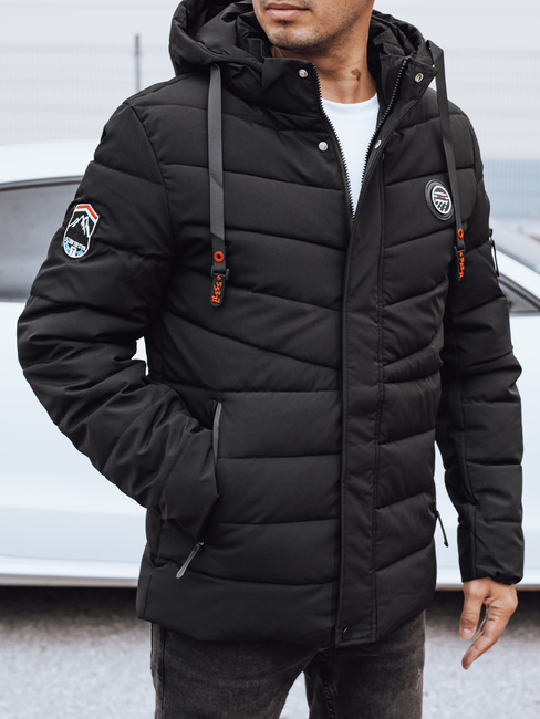 Kurtka męska zimowa pikowana z kapturem czarna Dstreet TX5059