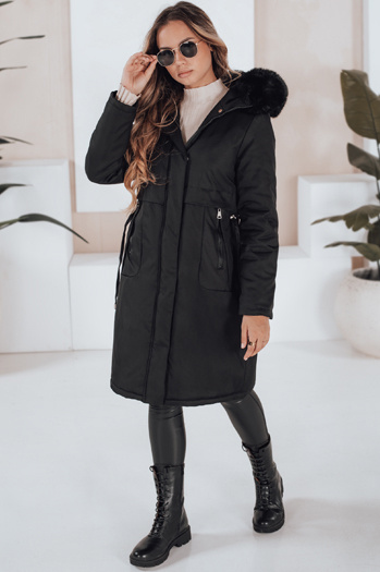 Kurtka zimowa damska parka z futerkiem czarna Dstreet TY5113