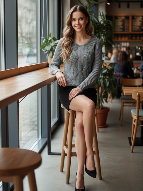 Sweter damski CHICRAY jasnoszary Dstreet MY2395