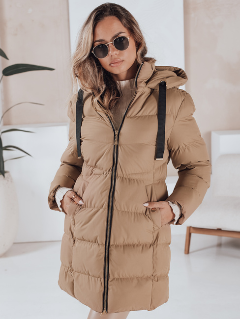 Kurtka damska zimowa z kapturem GABRIELLE ciemnobeżowa Dstreet TY4363