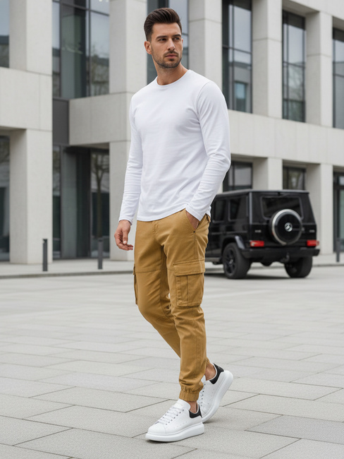 Spodnie męskie bojówki beżowe Dstreet UX4177