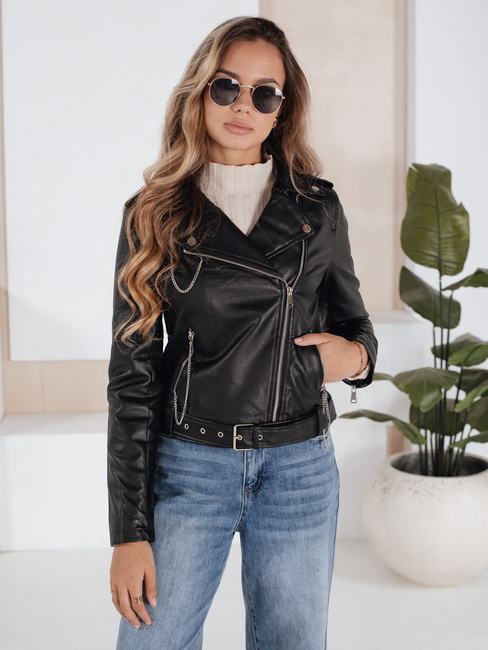 Kurtka skórzana damska ramoneska czarna Dstreet TY5200