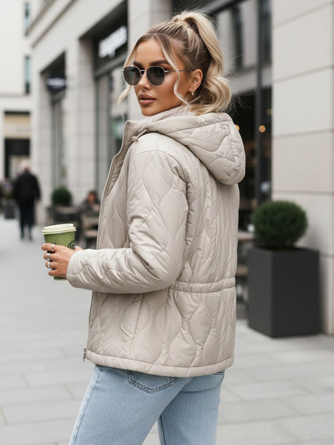 Kurtka damska  pikowana z kapturem jasnoszara Dstreet TY5535