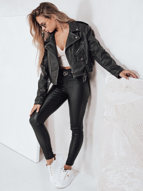 Spodnie rurki z ekoskóry czarne Dstreet UY2764