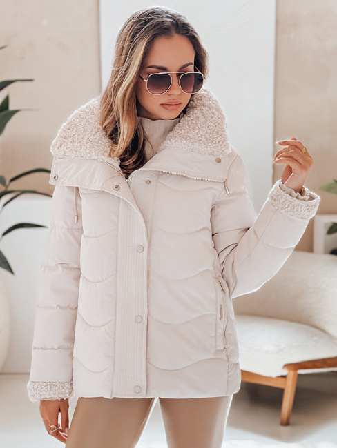 Kurtka damska zimowa WARMMISS pikowana z kapturem biała Dstreet TY4922