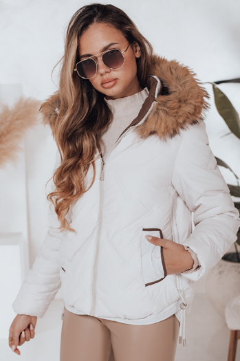 Kurtka damska zimowa COLDLIKE pikowana z kapturem biała Dstreet TY5002