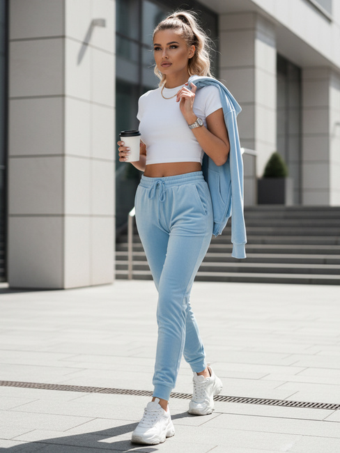 Spodnie damskie dresowe welurowe błękitne Dstreet UY2835