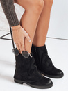 Botki damskie zamszowe z wywiniętą cholewką czarne Dstreet ZY1093