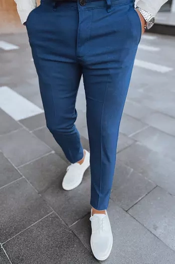 Spodnie męskie chinosy w jodełkę ciemnoniebieskie Dstreet UX3979