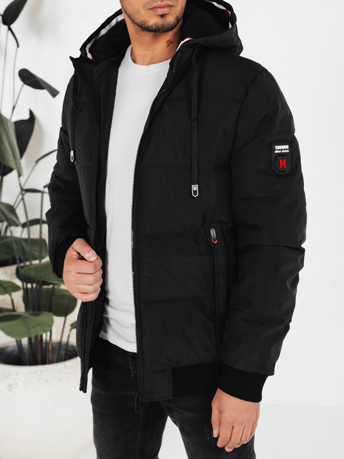 Kurtka męska zimowa z kapturem czarna Dstreet TX5087