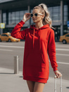 Bluza damska długa z kapturem oversize TIMMY czerwona Dstreet EY1935