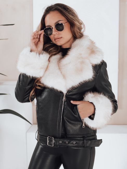 Kurtka damska ramoneska z futerkiem czarna Dstreet TY5122