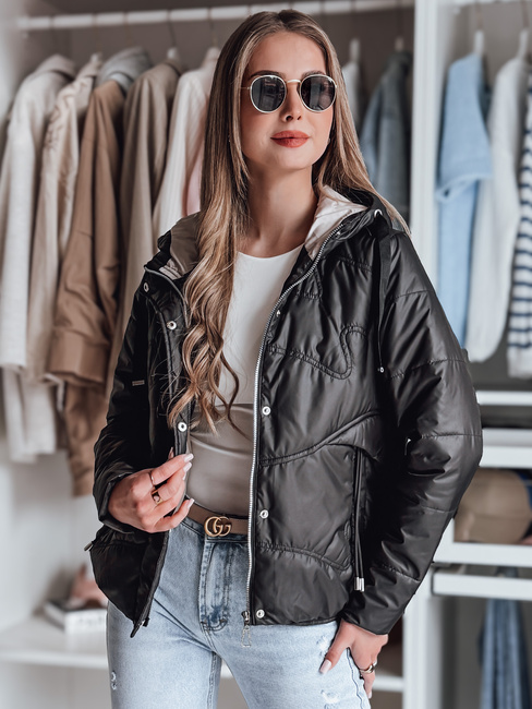 Kurtka przejściowa damska pikowana z kapturem NIVESSO czarna Dstreet TY4859