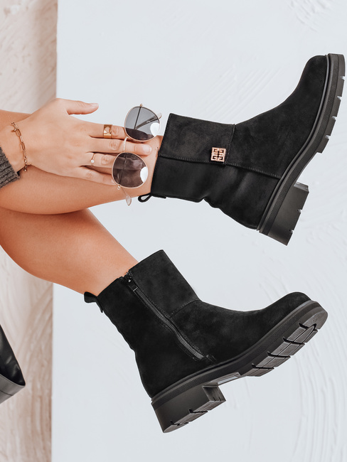 Botki damskie zamszowe czarne Dstreet ZY1115