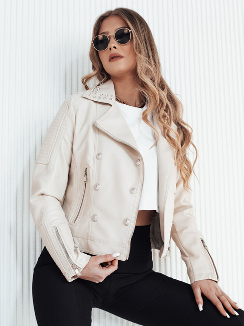 Kurtka skórzana damska ramoneska TRUCCO beżowa Dstreet TY4179