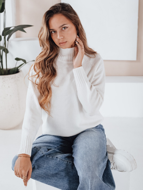 Sweter damski półgolf biały Dstreet MY2531