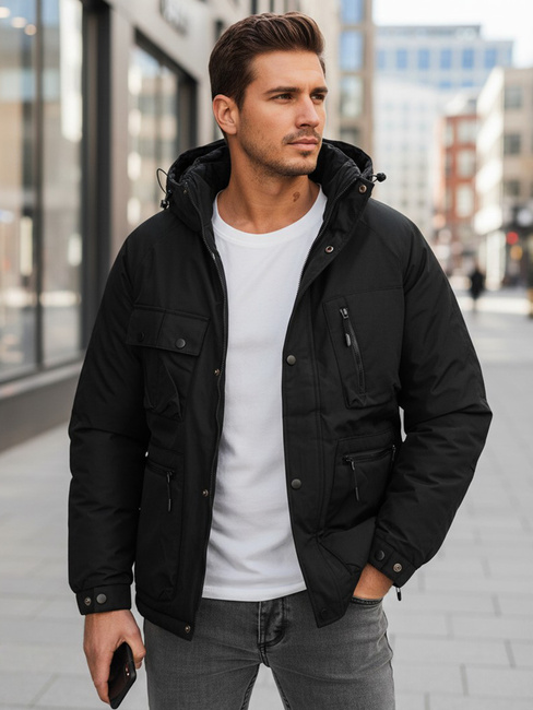 Kurtka męska zimowa z kapturem czarna Dstreet TX5108