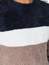 Sweter męski z okrągłym dekoltem granatowo-beżowy Dstreet WX2321