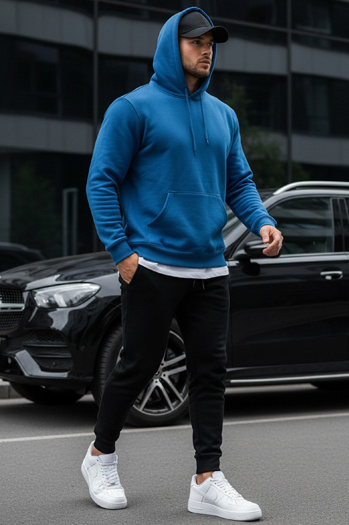 Bluza męska z kapturem błękitna Dstreet BX5081