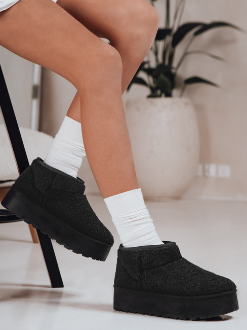 Śniegowce damskie materiałowe z futerkiem czarne Dstreet ZY1296