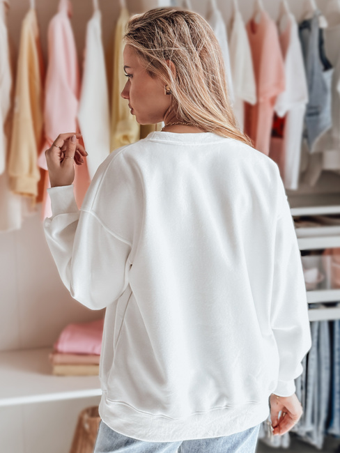 Bluza damska oversize z haftem DOGSWEETY biała Dstreet BY1478