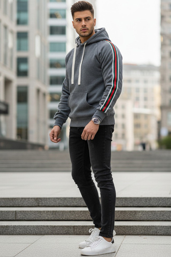 Bluza męska z kapturem szara Dstreet BX5938