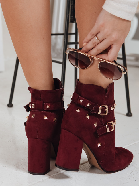 Botki damskie zamszowe czerwone Dstreet ZY1307