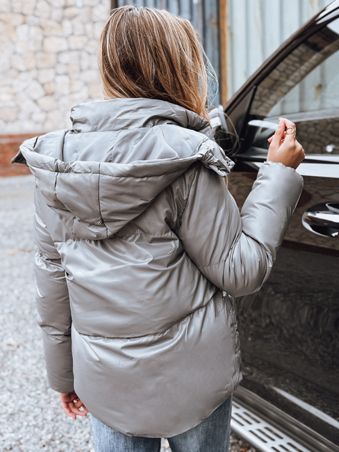 Kurtka przejściowa skórzana damska ciemnoszara Dstreet TY5191