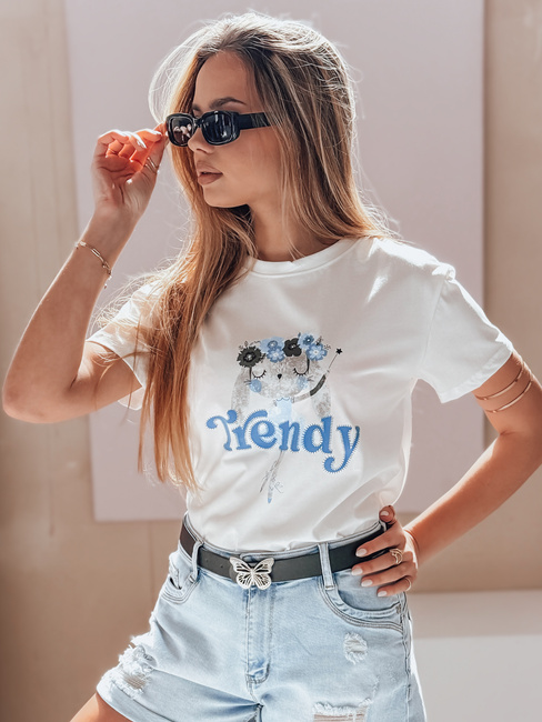 T-shirt damski z nadrukiem TRENDY BUNNY biały Dstreet RY2906