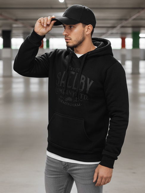 Bluza męska ocieplana z kapturem czarna Dstreet BX5920