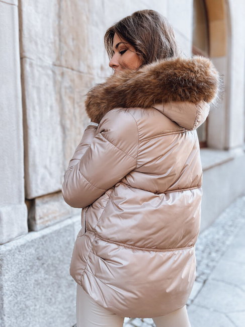 Kurtka zimowa damska pikowana SPARKLE jasnobeżowa Dstreet TY3948