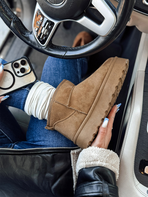 Śniegowce damskie na platformie beżowe Dstreet ZY1066